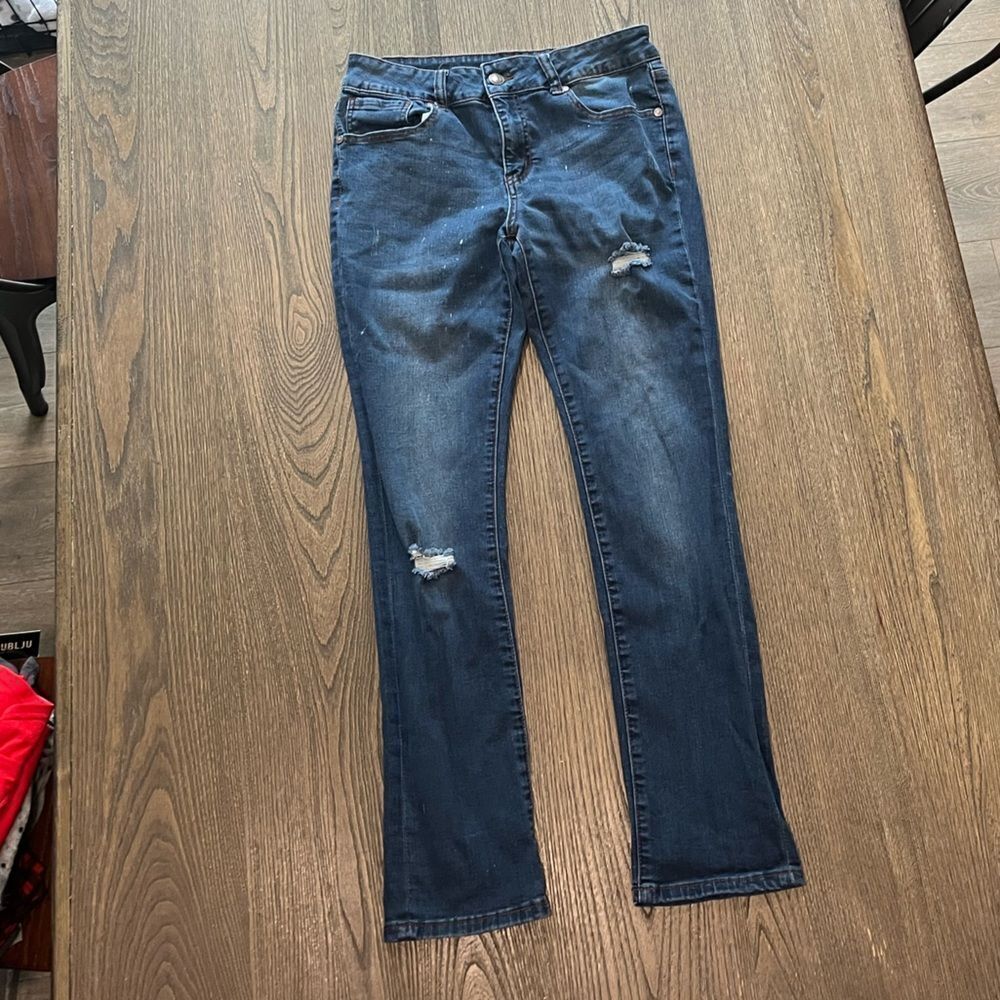 HH Jeans Dark Wash Distressed Skinny Jeans Size 11